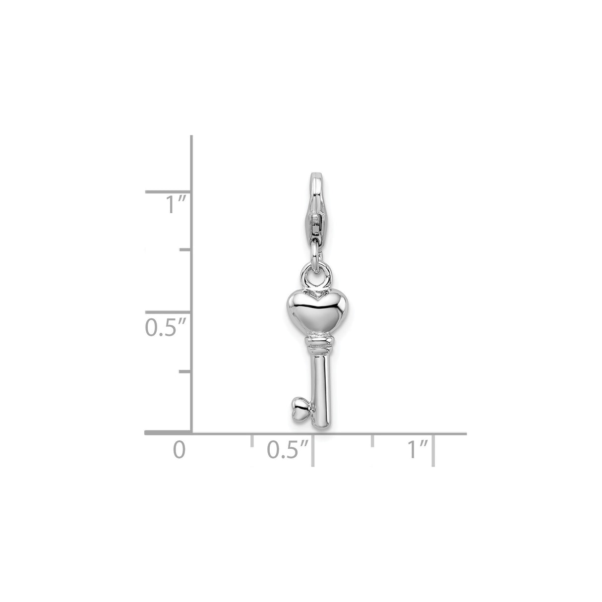 Sterling Silver Heart Key Charm Pendant with Lobster Clasp, Romantic Jewelry for Women