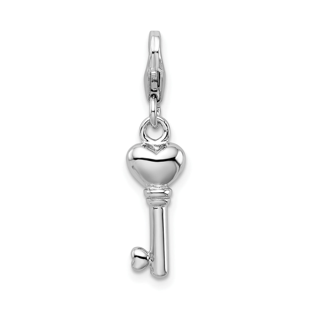 Sterling Silver Heart Key Charm Pendant with Lobster Clasp, Romantic Jewelry for Women