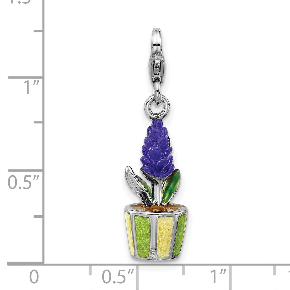 Sterling Silver Flower Charm Pendant with Lavender Enamel, Botanical Garden Theme