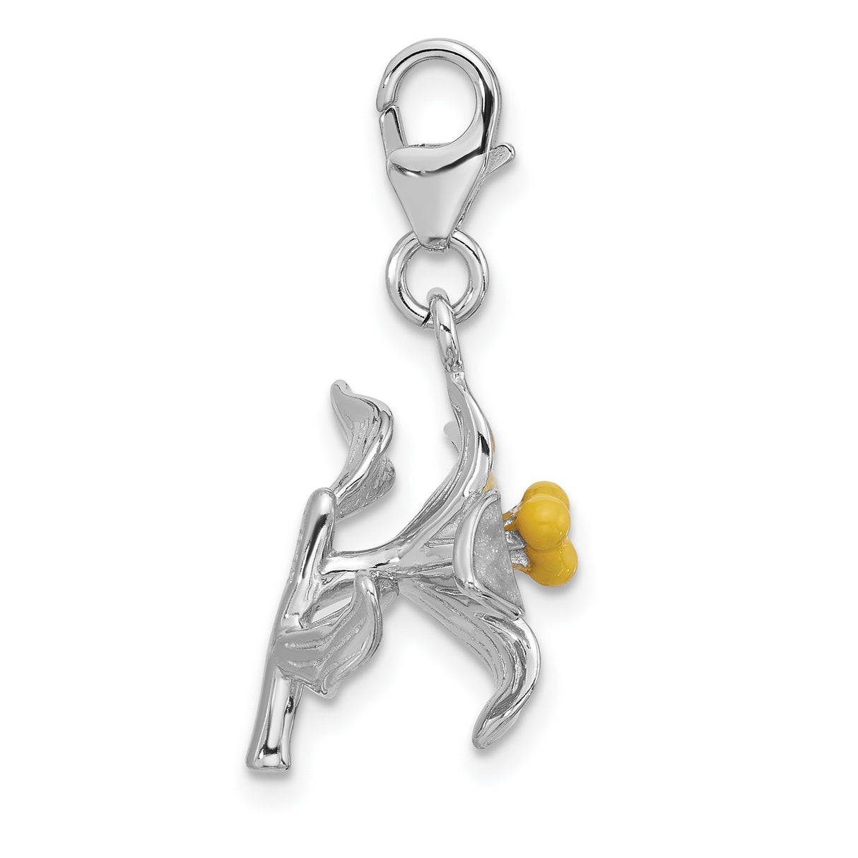 Sterling Silver Charm with Yellow Enamel Daffodil Flower, Nature-Inspired Floral Pendant