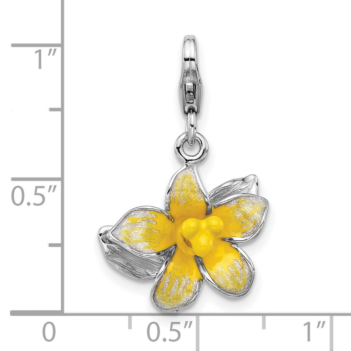 Sterling Silver Charm with Yellow Enamel Daffodil Flower, Nature-Inspired Floral Pendant