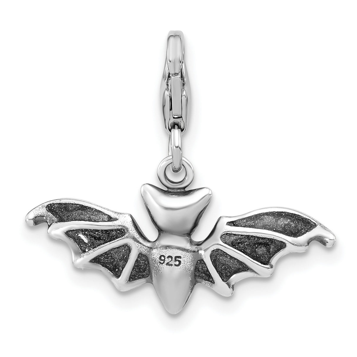Sterling Silver Bat Charm Pendant with Lobster Clasp, Gothic Halloween Jewelry