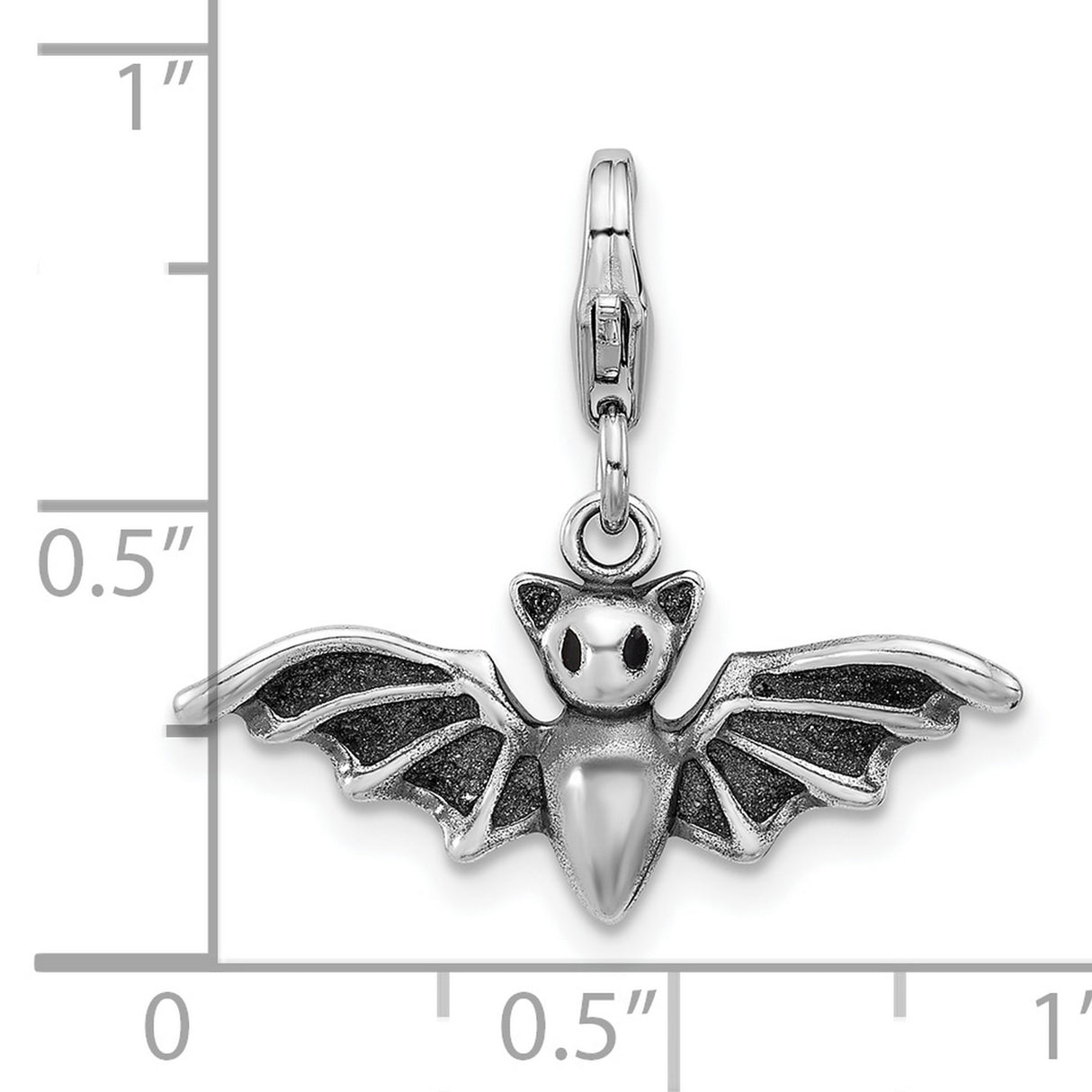 Sterling Silver Bat Charm Pendant with Lobster Clasp, Gothic Halloween Jewelry