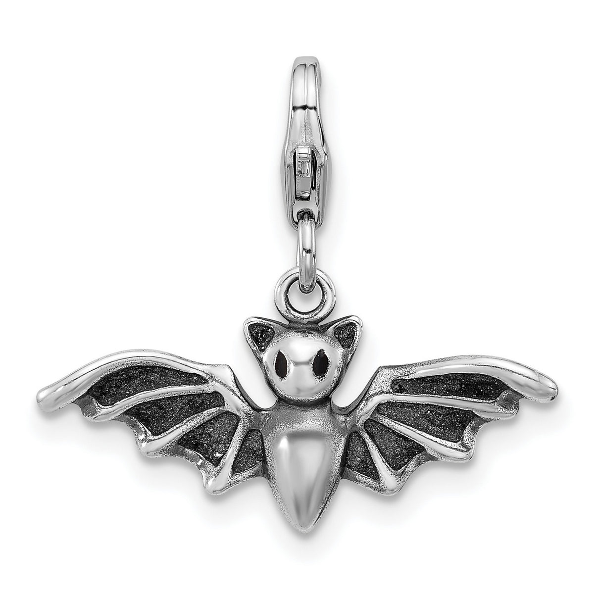 Sterling Silver Bat Charm Pendant with Lobster Clasp, Gothic Halloween Jewelry