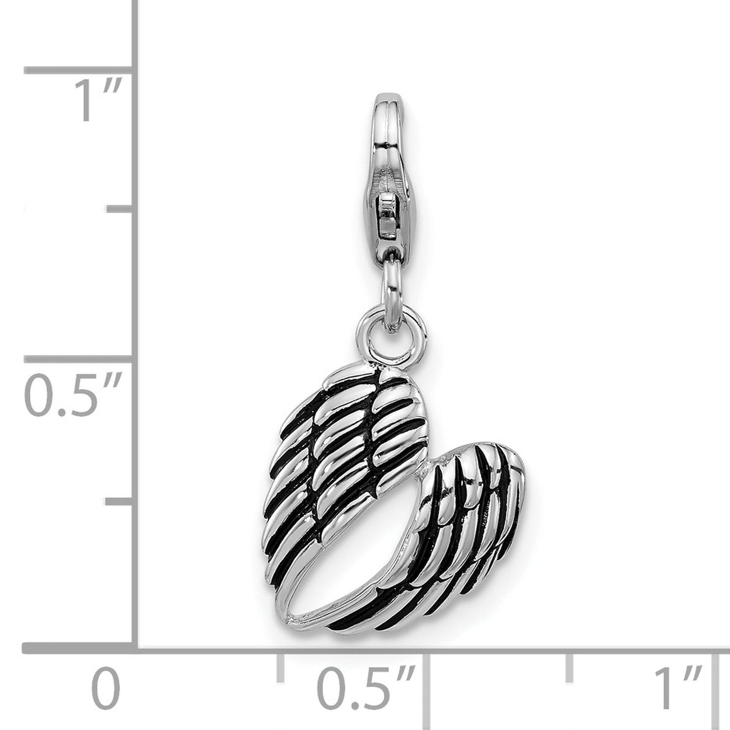 Sterling Silver Angel Wings Charm Pendant with Feather Engraving, Spiritual Keepsake Jewelry