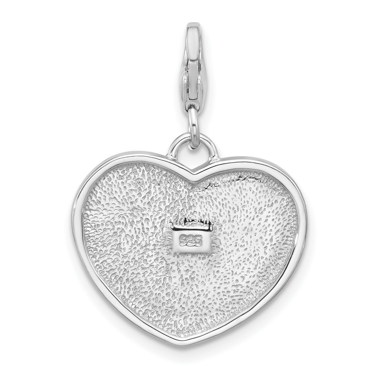 Sterling Silver Heart Shaped American Flag Charm Pendant with Red White Blue Enamel