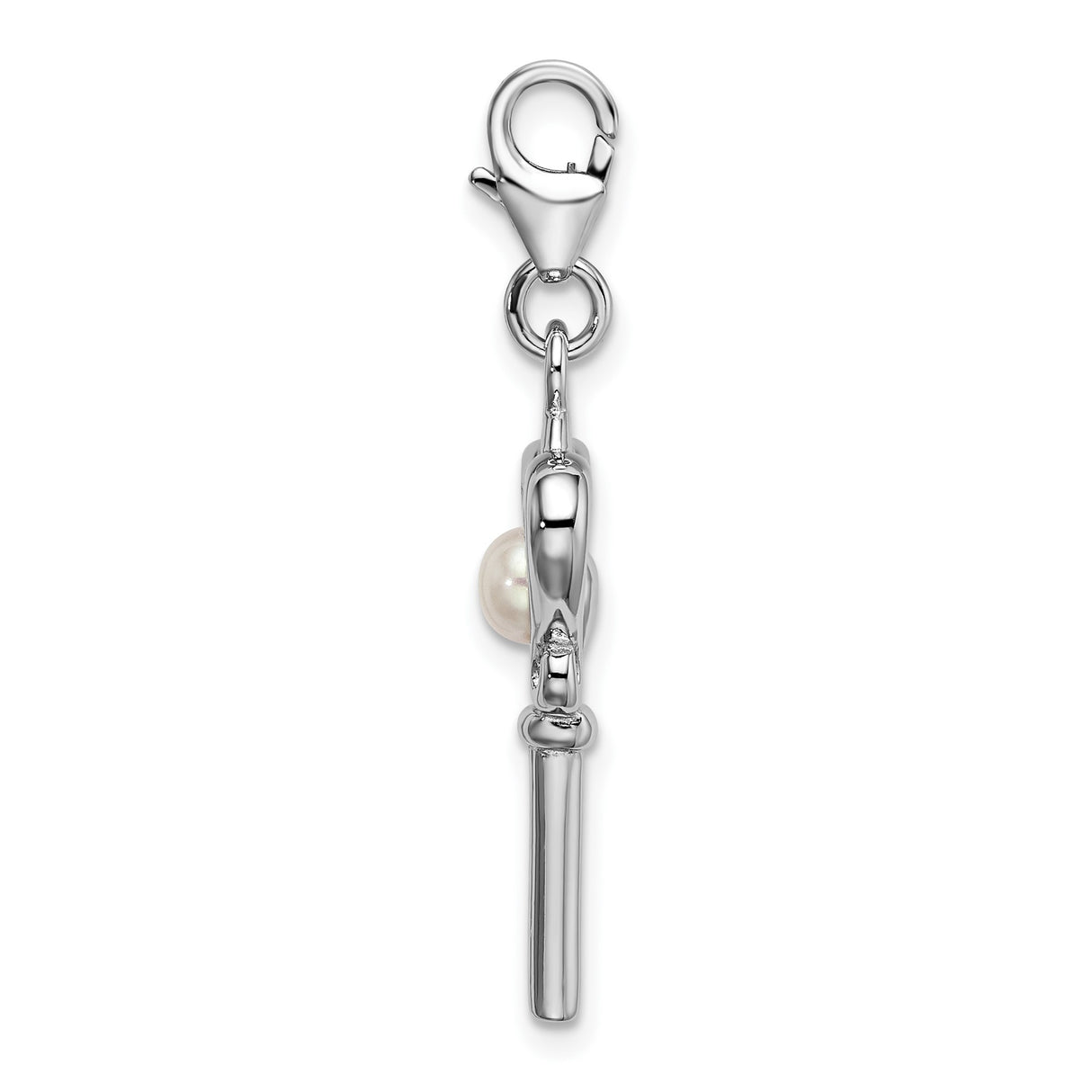 Sterling Silver Heart Key Pendant with White Pearl, Vintage Inspired Romantic Jewelry for Women