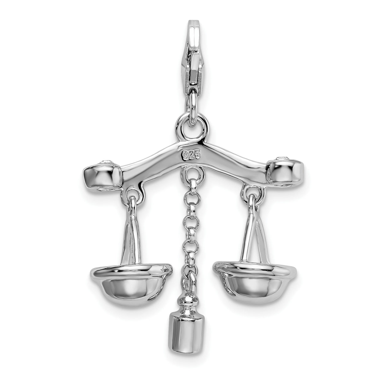 Sterling Silver Scales of Justice Pendant Charm, Law Symbol Jewelry, Libra Court Theme