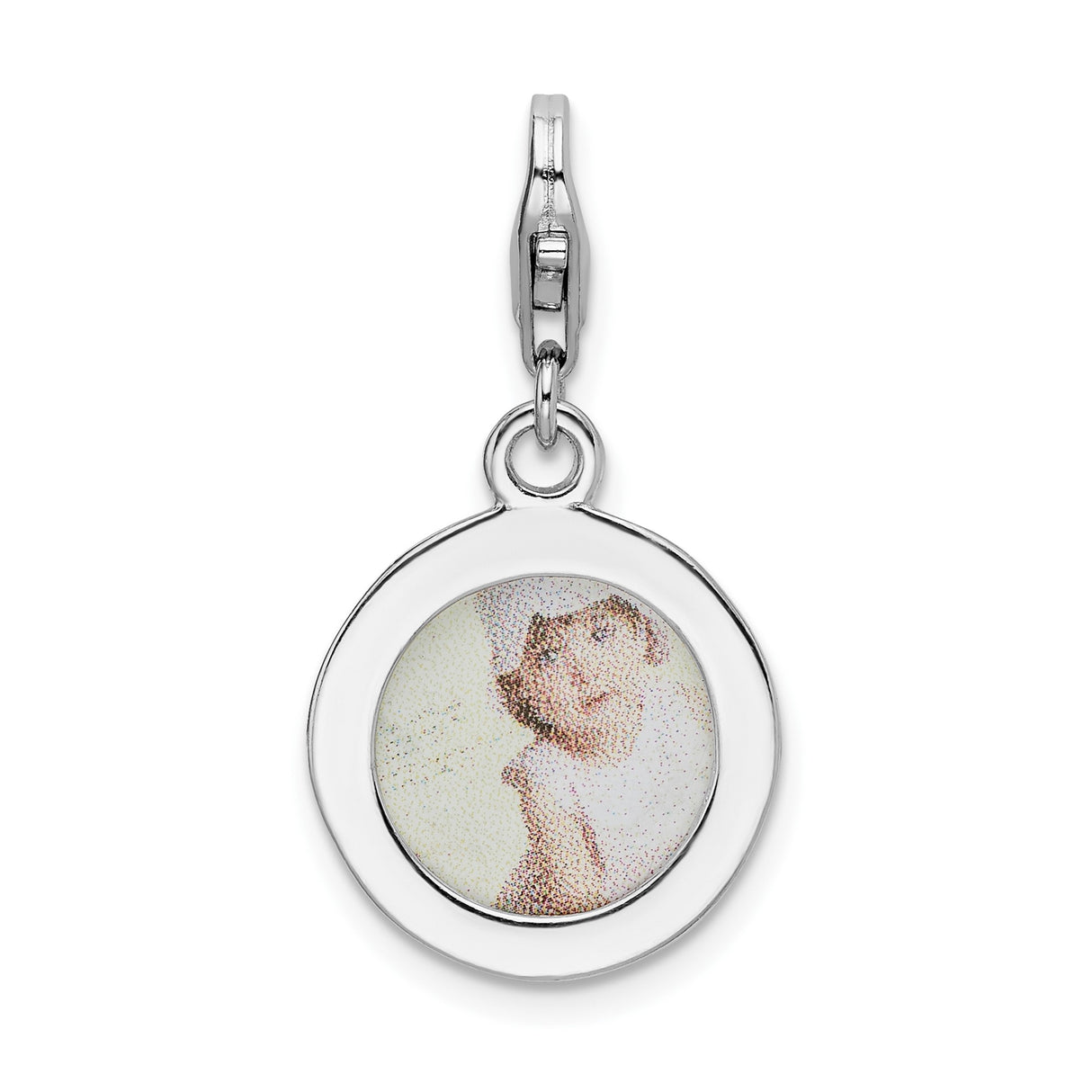 Sterling Silver Photo Charm Pendant with Circle Design, Custom Memorial Keepsake