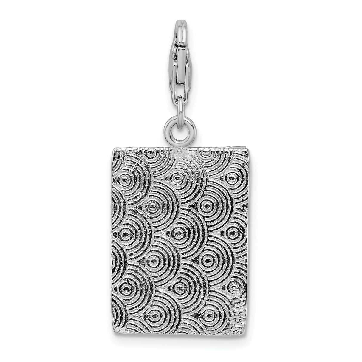 Sterling Silver Rectangular Photo Pendant with Swirl Engraving, Custom Picture Charm