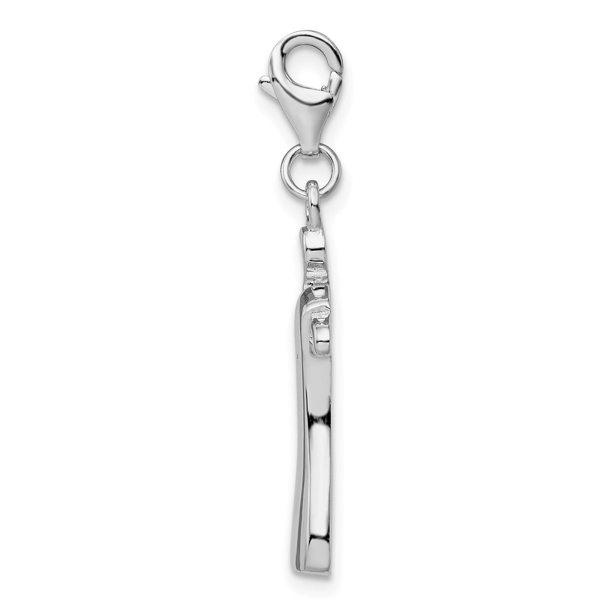 Sterling Silver Dress Charm Pendant with Lobster Clasp, 3D Hanger, Feminine Fashion Jewelry