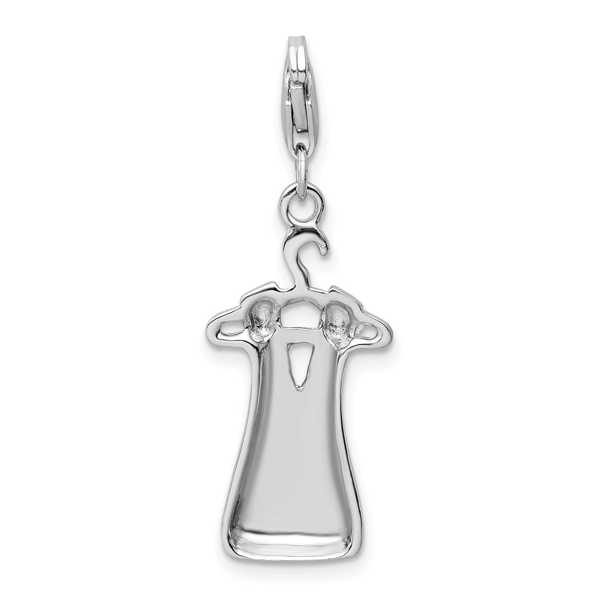 Sterling Silver Dress Charm Pendant with Lobster Clasp, 3D Hanger, Feminine Fashion Jewelry