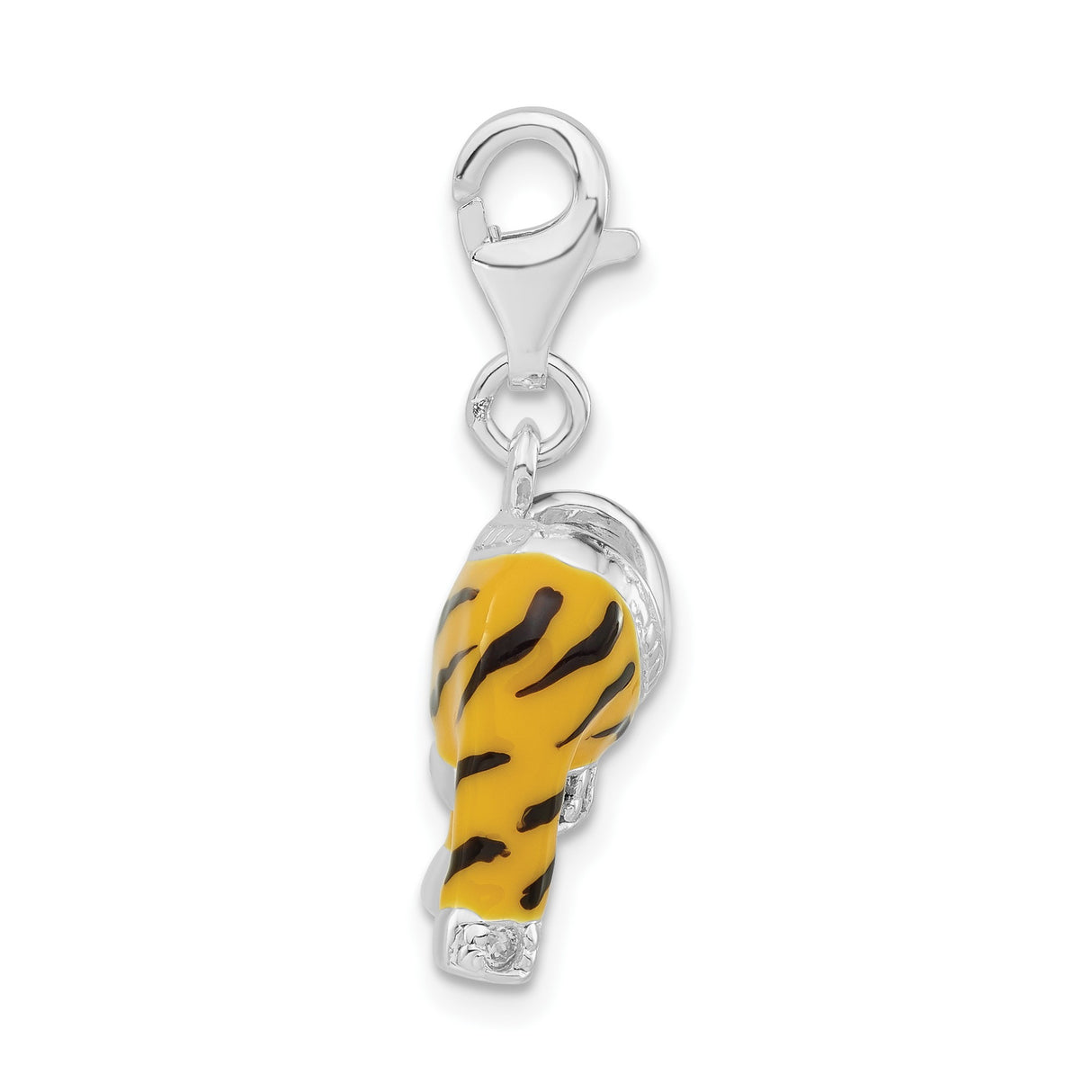 Sterling Silver Jersey Pendant with Cubic Zirconia, Tiger Stripe Black and Yellow Sports Charm