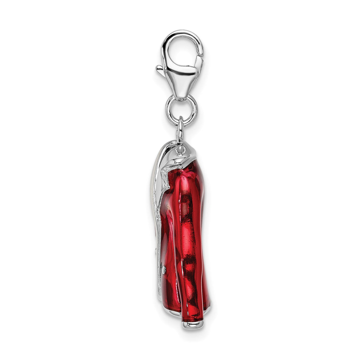 Sterling Silver Jacket Charm Pendant, Red Enamel Coat Design for Women