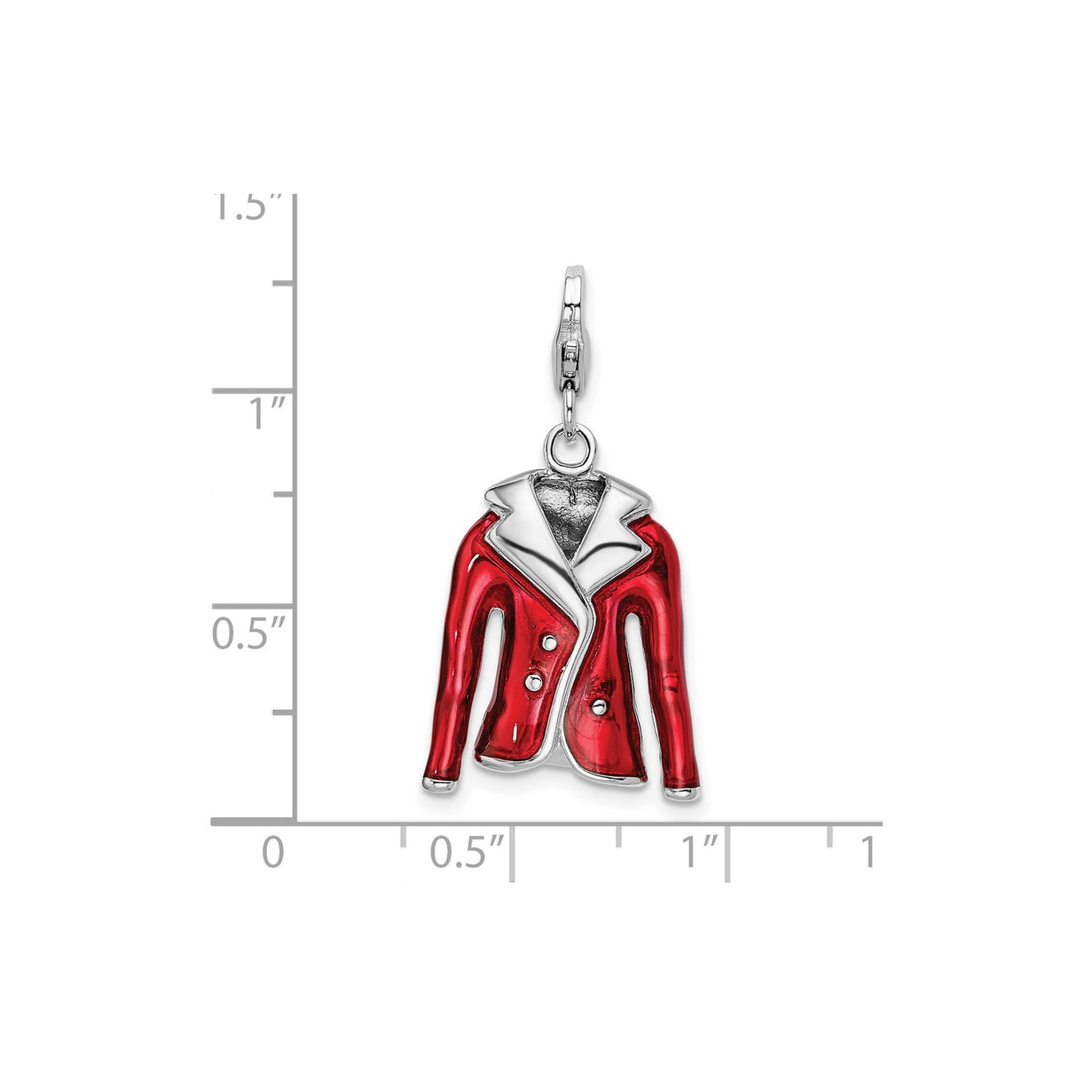 Sterling Silver Jacket Charm Pendant, Red Enamel Coat Design for Women