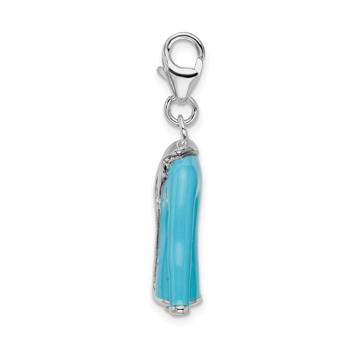 Sterling Silver Jacket Charm Pendant with Blue Enamel, 3D Fashion Style for Women
