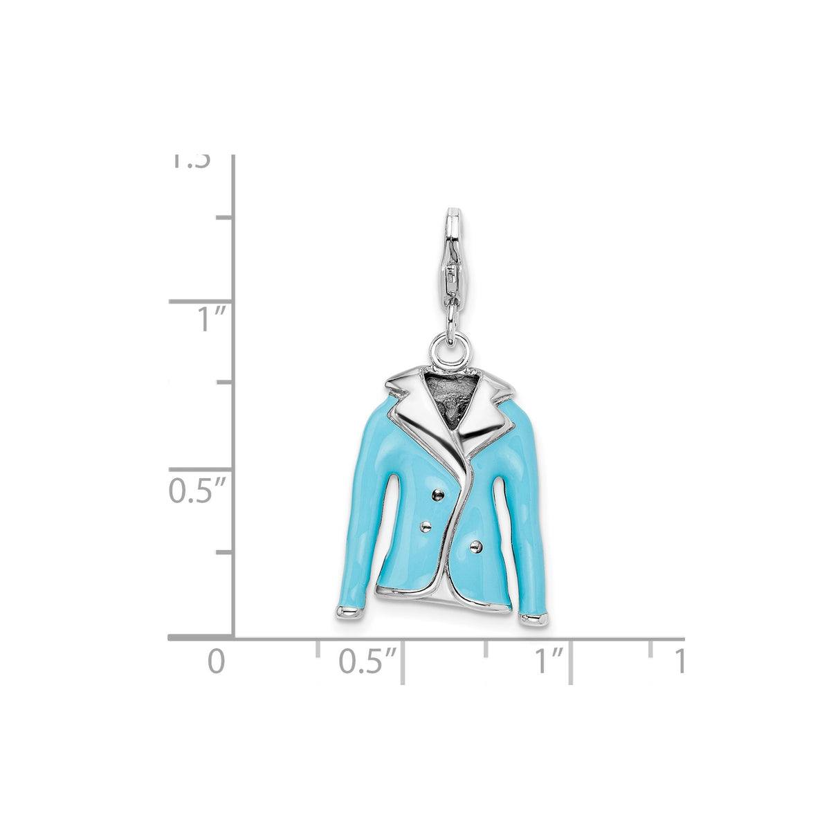 Sterling Silver Jacket Charm Pendant with Blue Enamel, 3D Fashion Style for Women