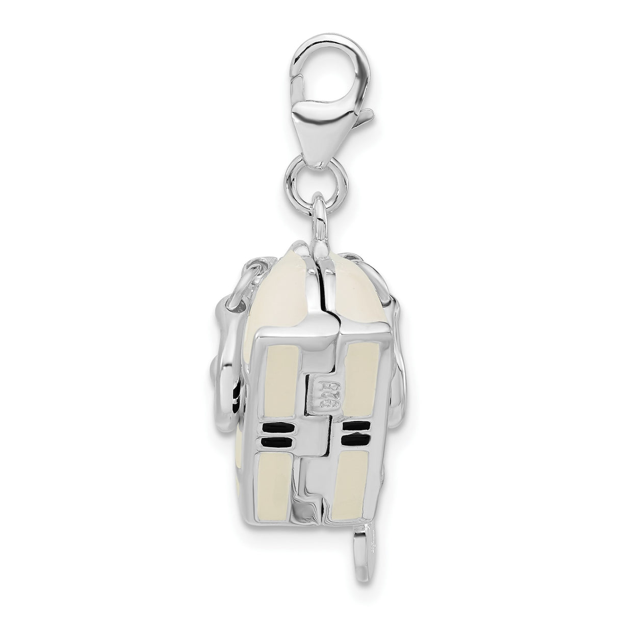 Sterling Silver Purse Pendant Charm with Movable Handbag Design and Enamel Detailing