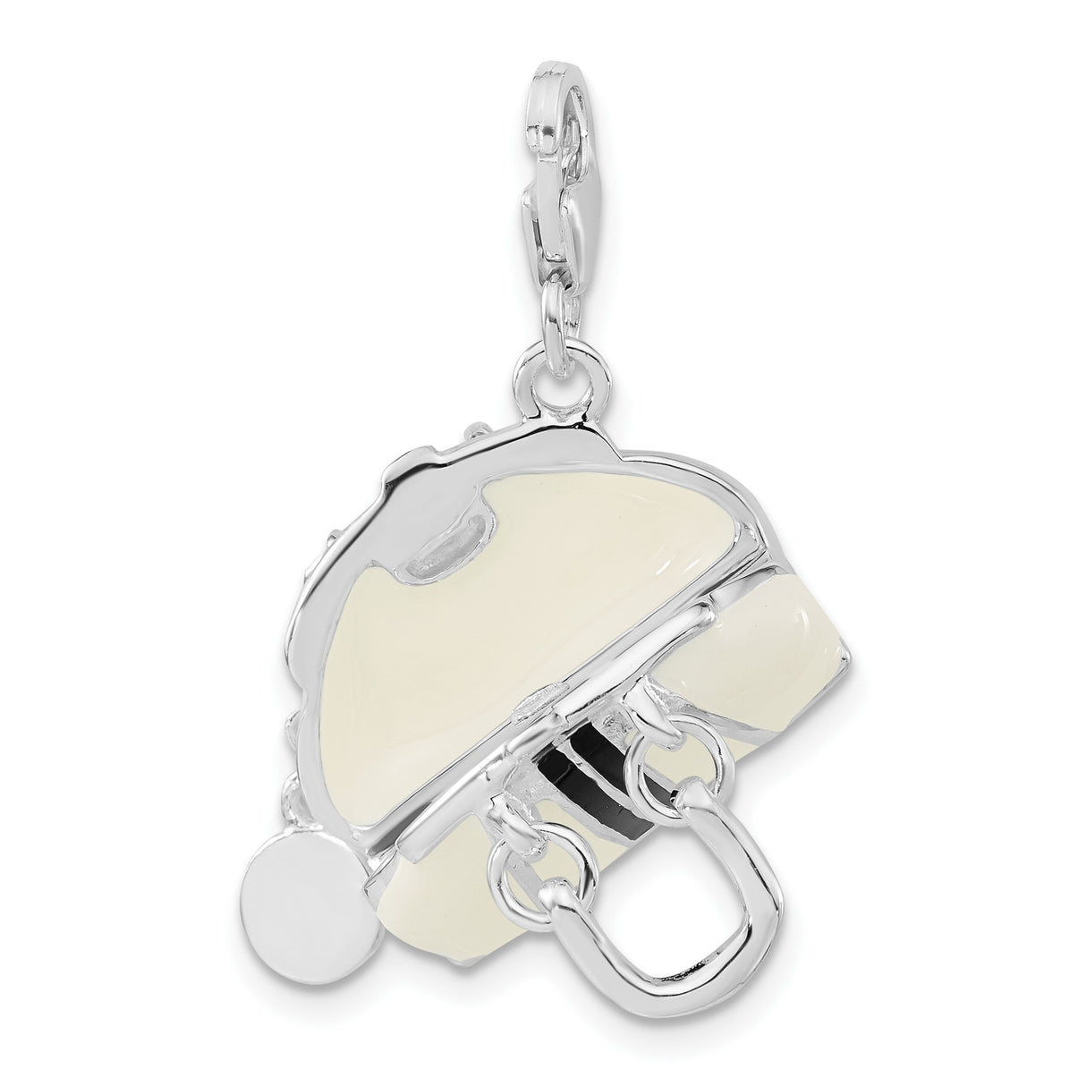Sterling Silver Purse Pendant Charm with Movable Handbag Design and Enamel Detailing