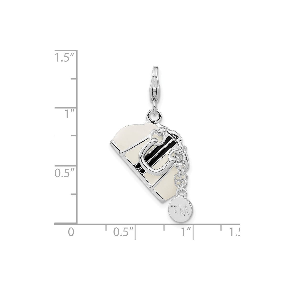 Sterling Silver Purse Pendant Charm with Movable Handbag Design and Enamel Detailing