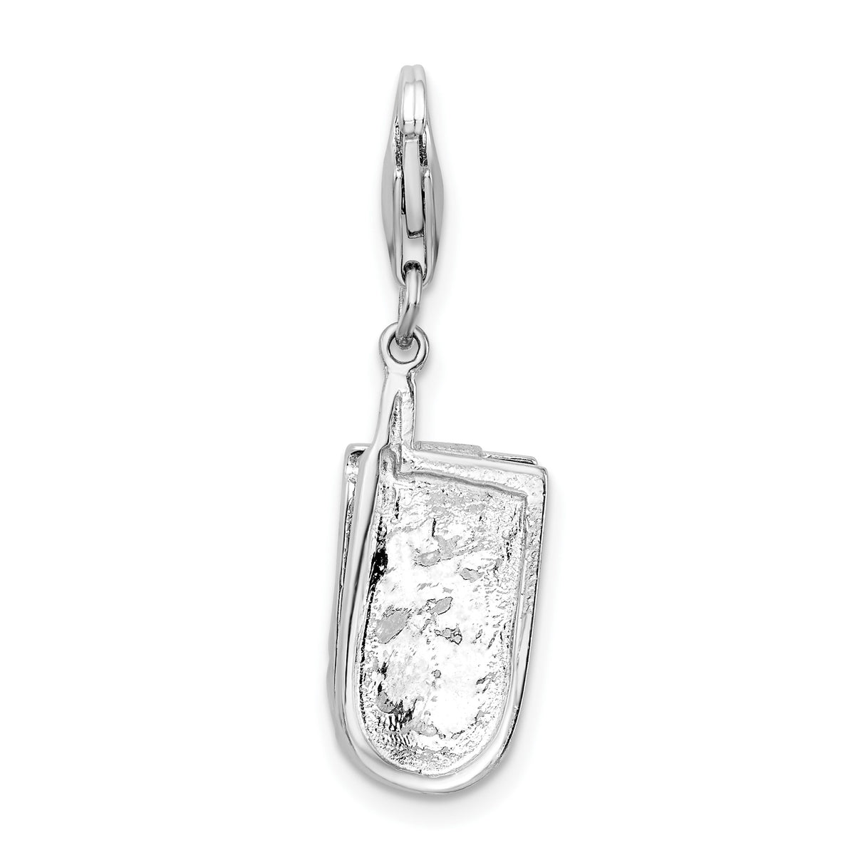 Sterling Silver Flip Phone Charm Pendant with Cubic Zirconia, Y2K Tech Style