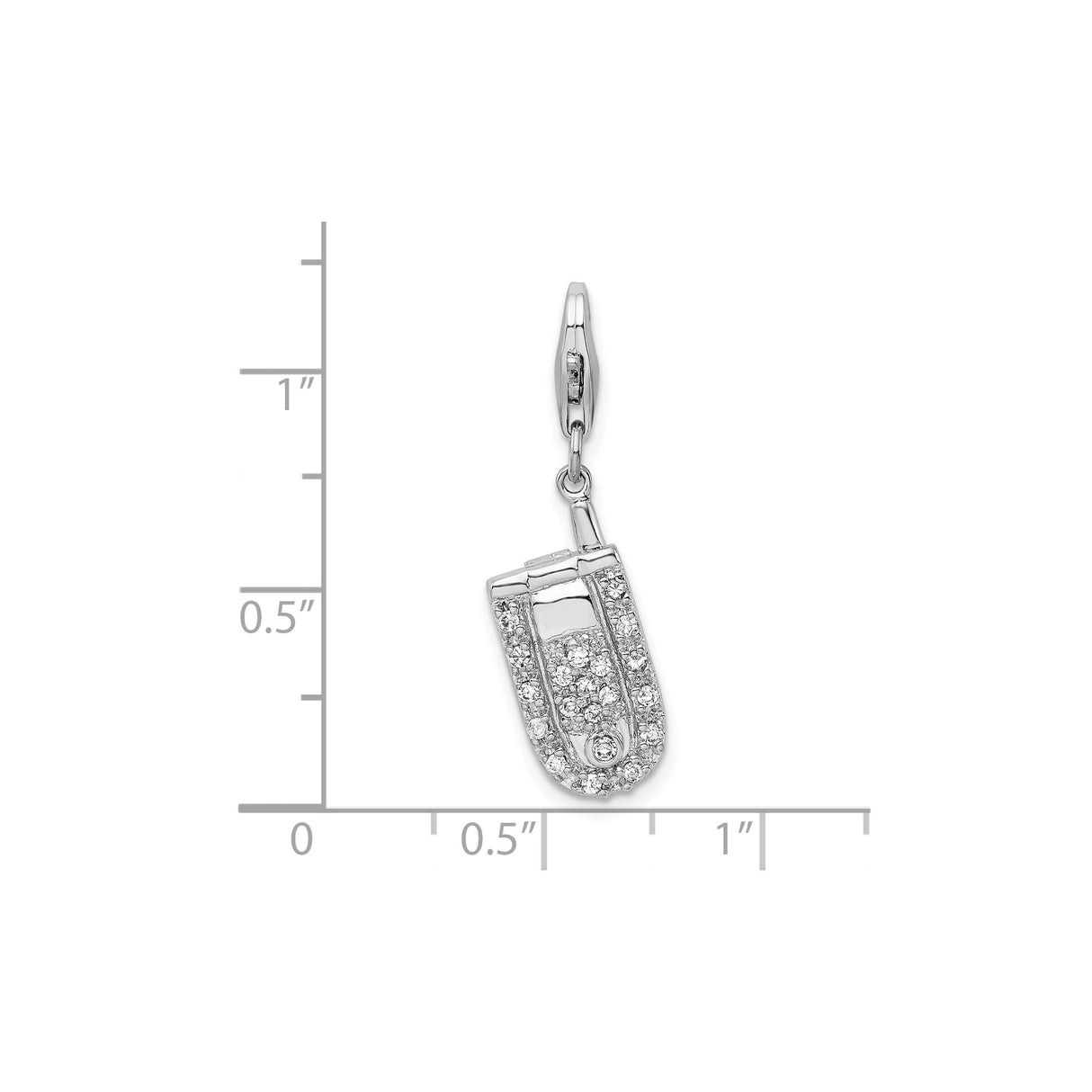 Sterling Silver Flip Phone Charm Pendant with Cubic Zirconia, Y2K Tech Style