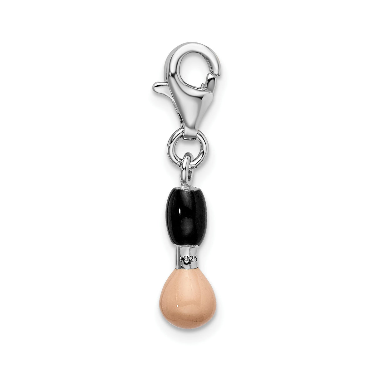 Sterling Silver Boxing Glove Charm with Black and Beige Enamel, Dangle Pendant for Strength and Motivation