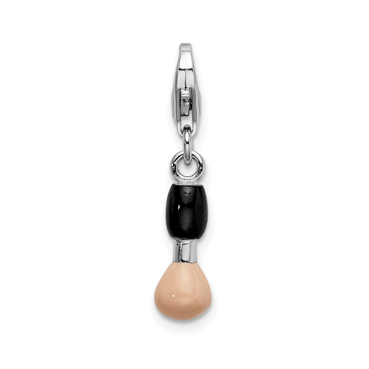 Sterling Silver Boxing Glove Charm with Black and Beige Enamel, Dangle Pendant for Strength and Motivation