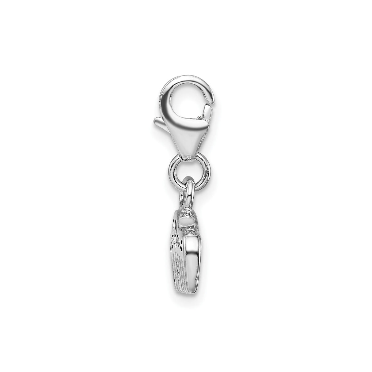 Sterling Silver Comb Charm Pendant with Crystal and Black Scroll Detailing