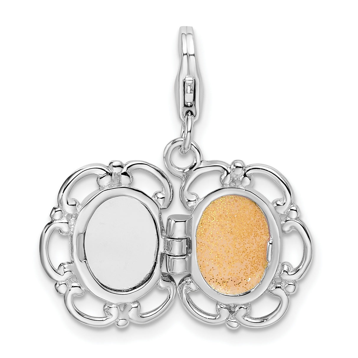 Sterling Silver Sand Dollar Locket Pendant with Floral Star, Nautical Beach Theme