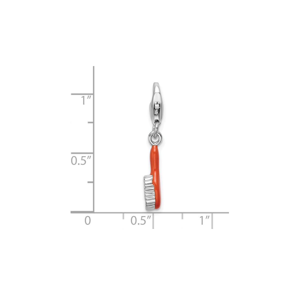 Sterling Silver Toothbrush Charm Pendant with Red Enamel Handle, Oral Health Theme