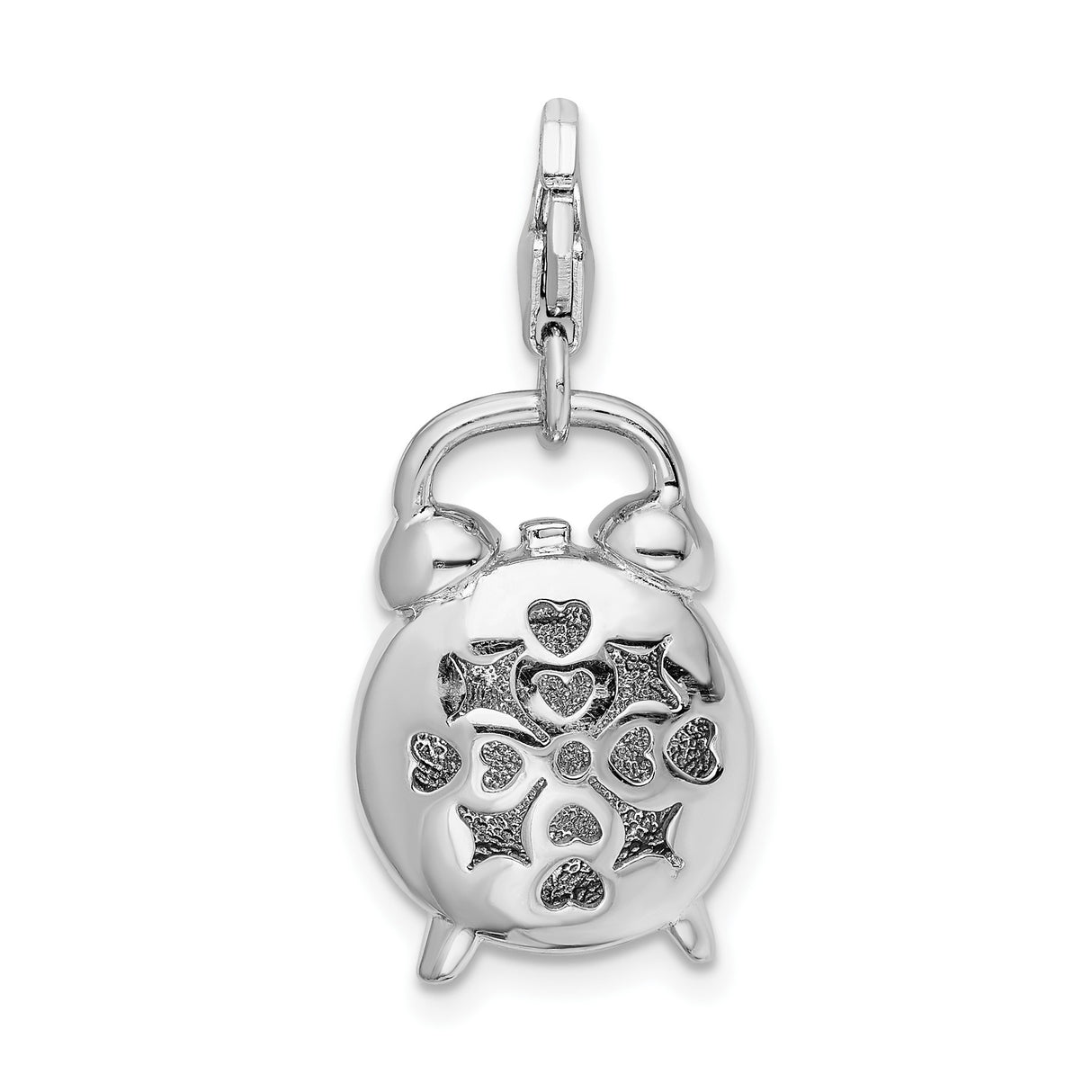 Sterling Silver Alarm Clock Charm Pendant, Vintage Style Clock Face Design