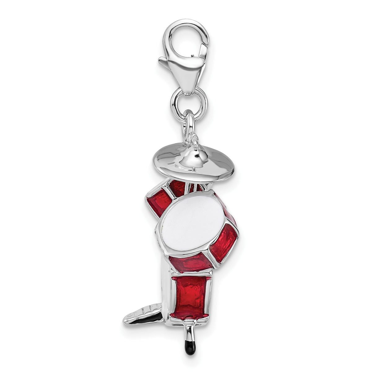Sterling Silver Drum Set Pendant with Red Enamel, Miniature Musical Instrument Charm