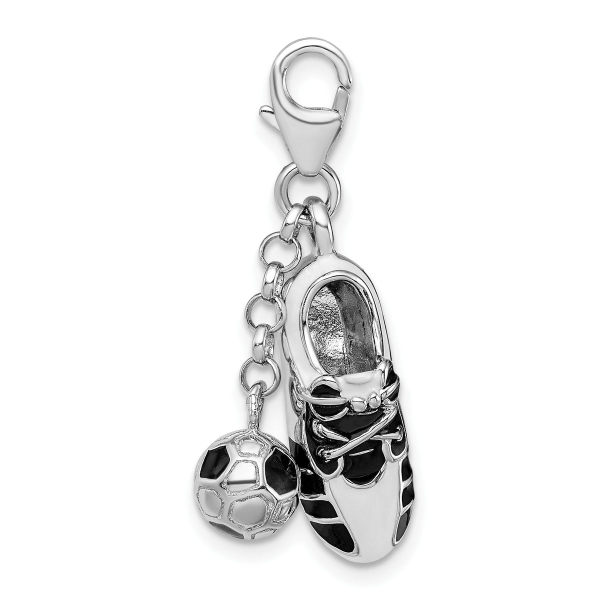 Sterling Silver Soccer Pendant with Ball and Cleat Design, Sports Themed Charm