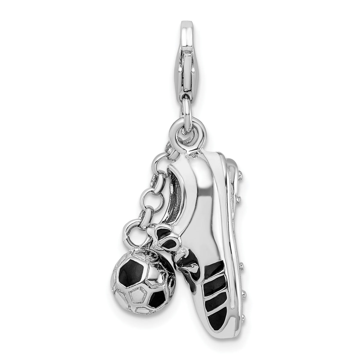 Sterling Silver Soccer Pendant with Ball and Cleat Design, Sports Themed Charm