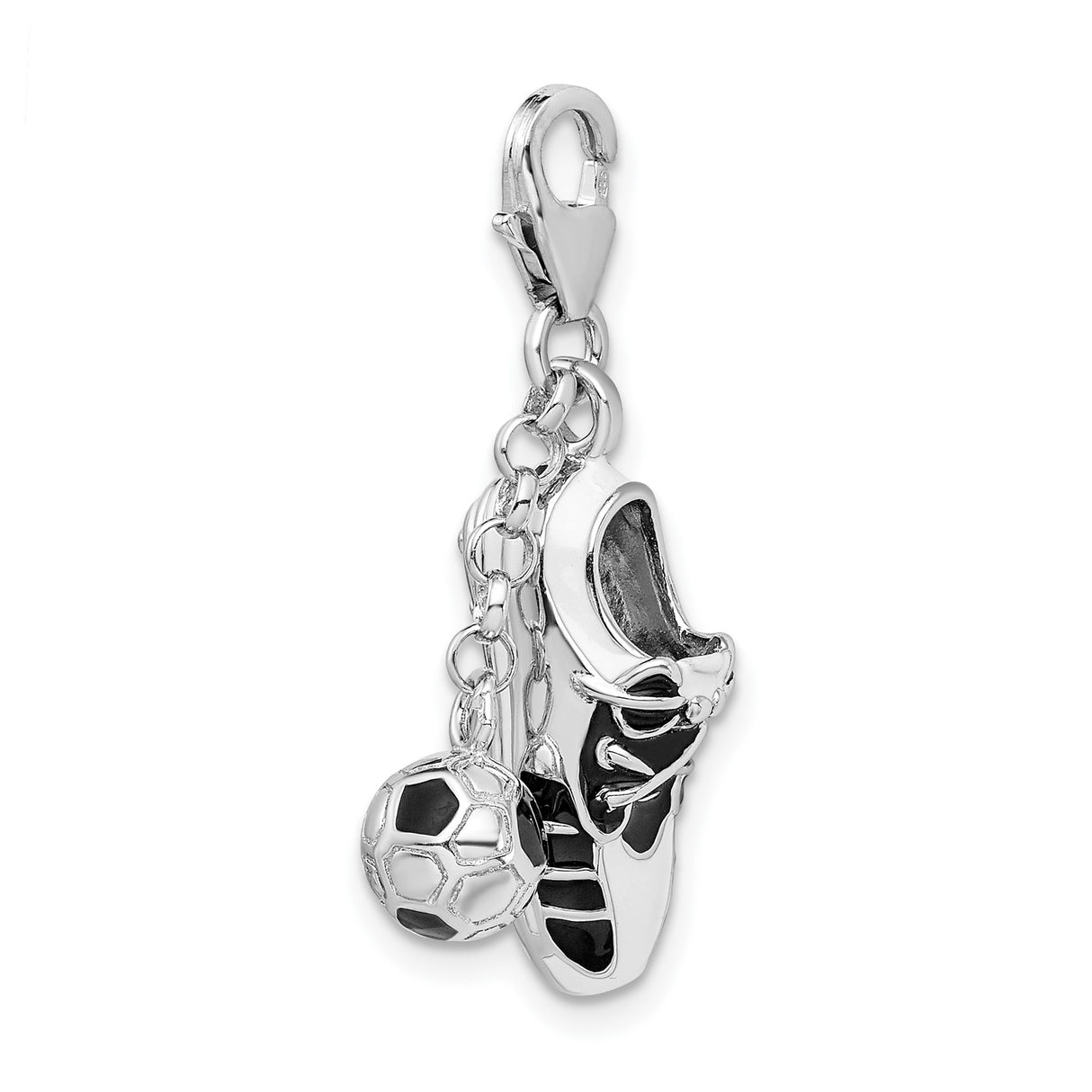 Sterling Silver Soccer Pendant with Ball and Cleat Design, Sports Themed Charm