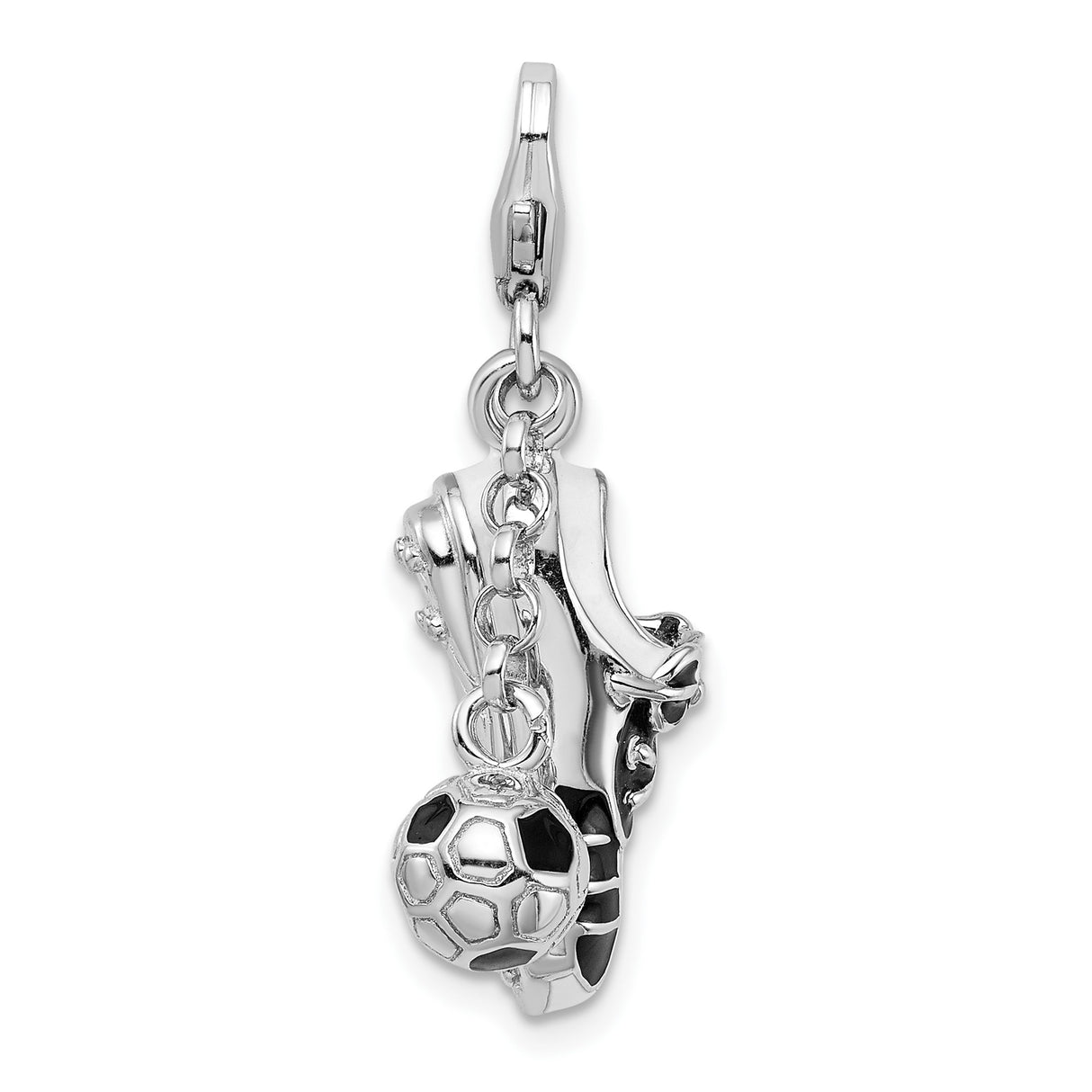 Sterling Silver Soccer Pendant with Ball and Cleat Design, Sports Themed Charm