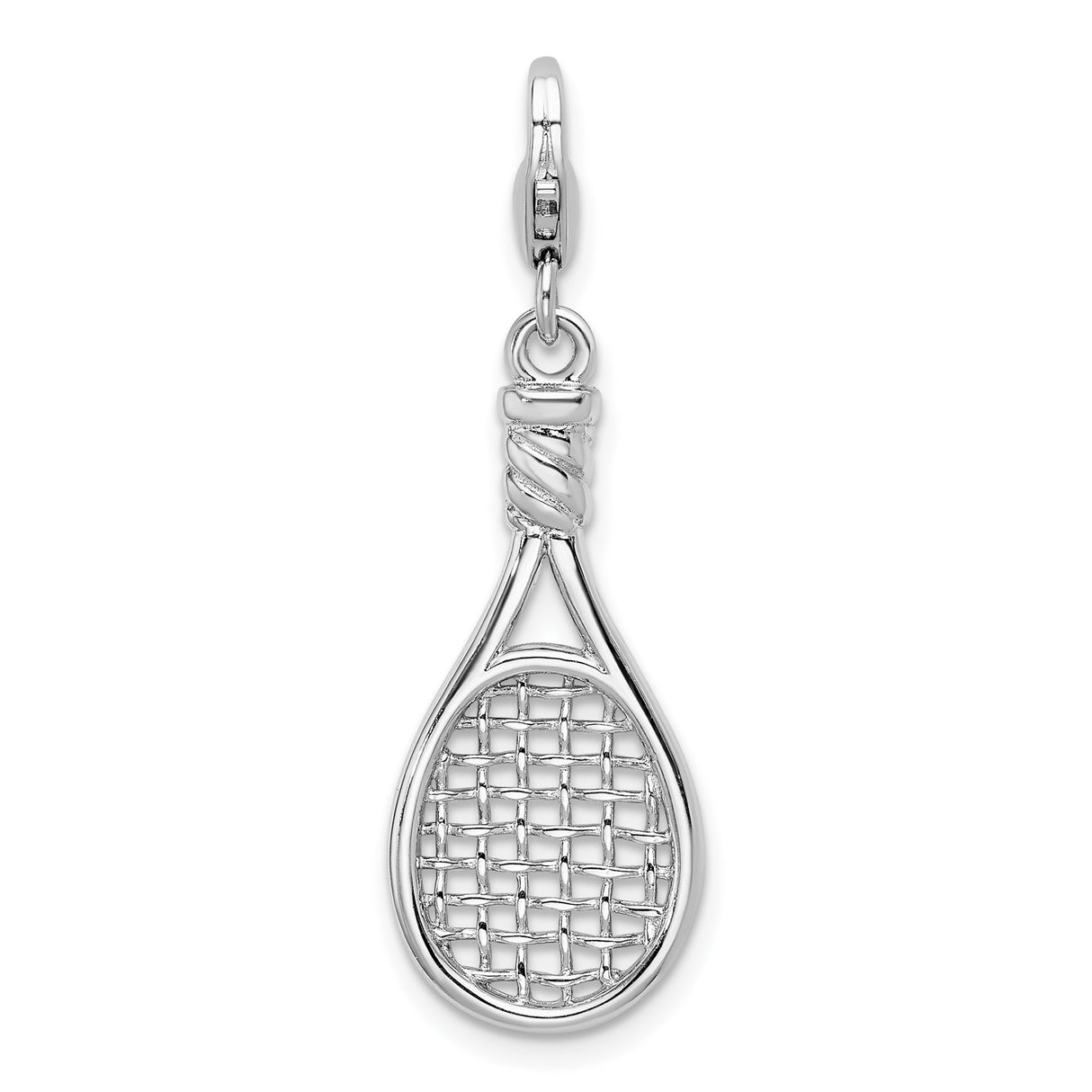 Sterling Silver Tennis Racket Pendant Charm, Sports Jewelry for Women and Men