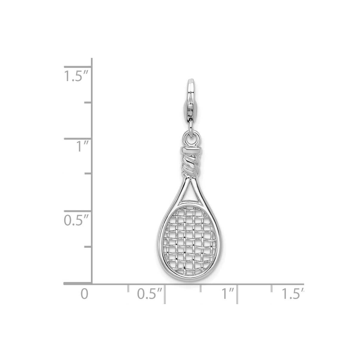 Sterling Silver Tennis Racket Pendant Charm, Sports Jewelry for Women and Men