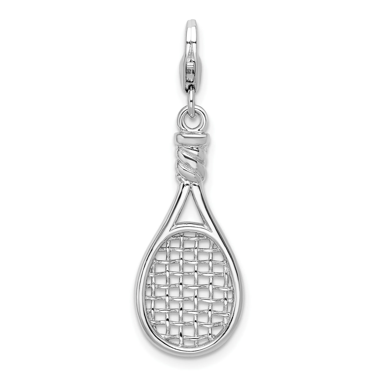 Sterling Silver Tennis Racket Pendant Charm, Sports Jewelry for Women and Men
