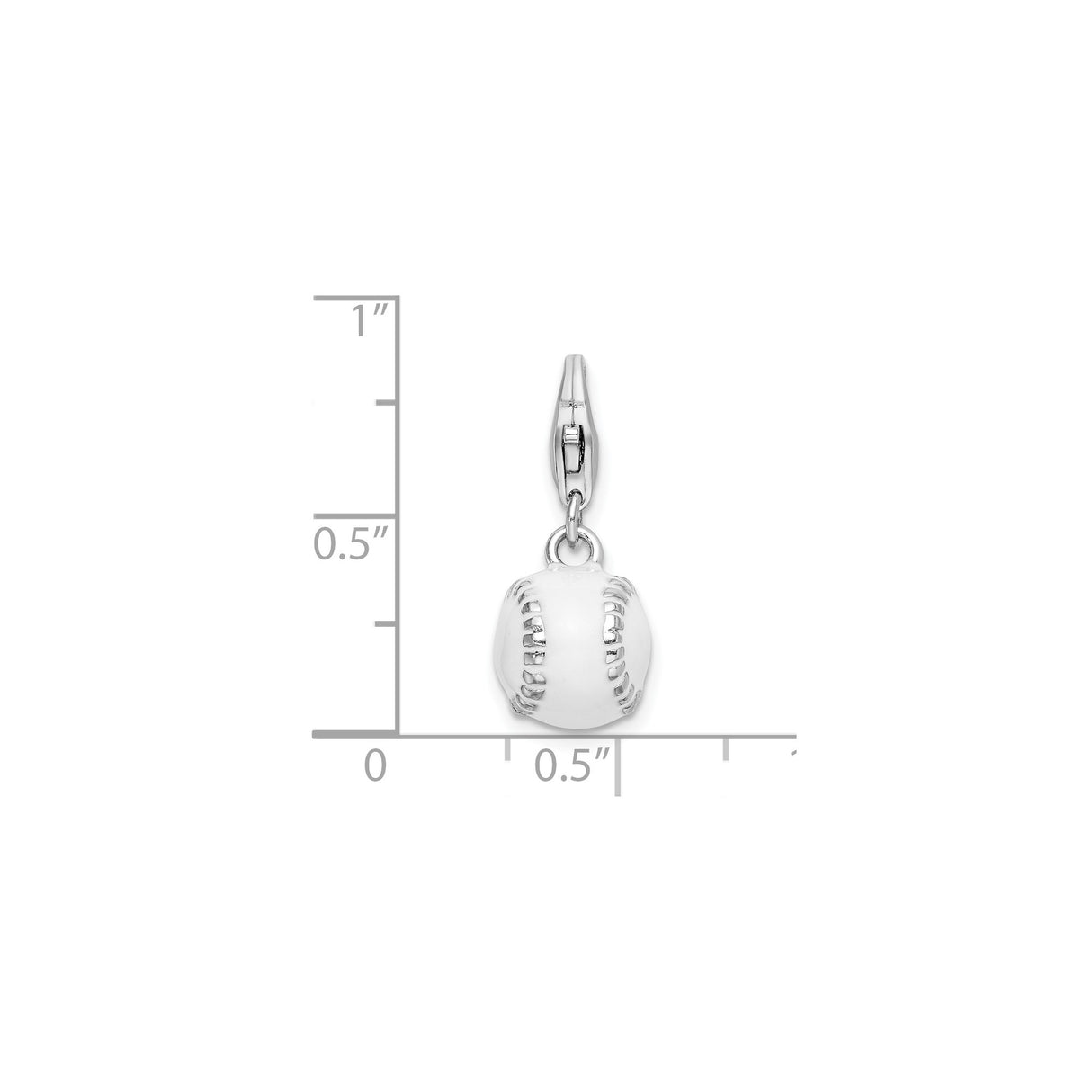 Sterling Silver Baseball Charm Pendant with Enamel Detailing and Lobster Clasp