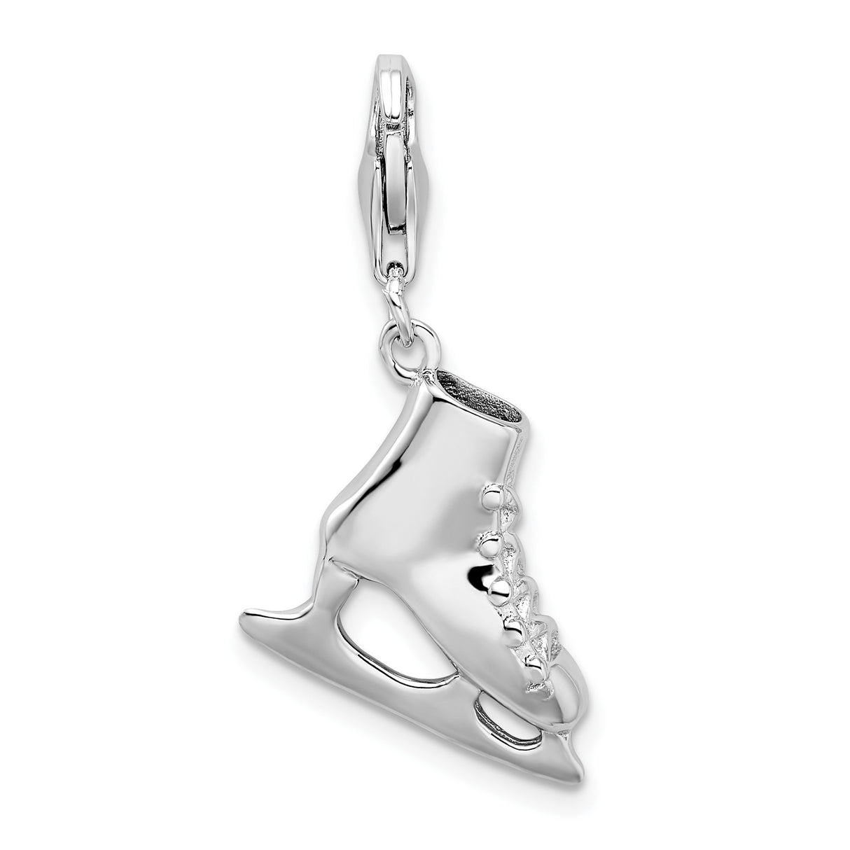 Sterling Silver Charm Pendant, Ice Skate Design with Lobster Clasp, Winter Sports Theme