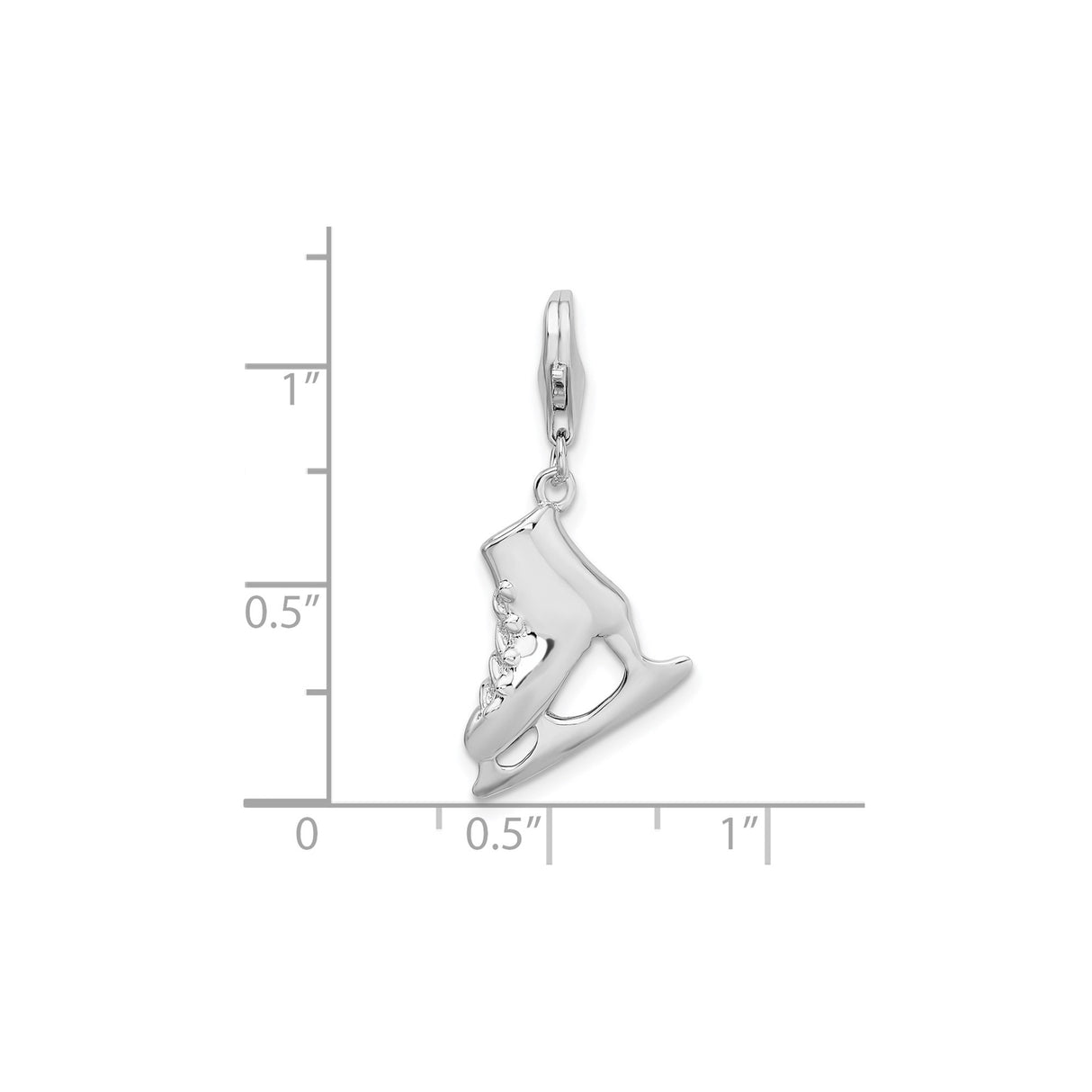 Sterling Silver Charm Pendant, Ice Skate Design with Lobster Clasp, Winter Sports Theme