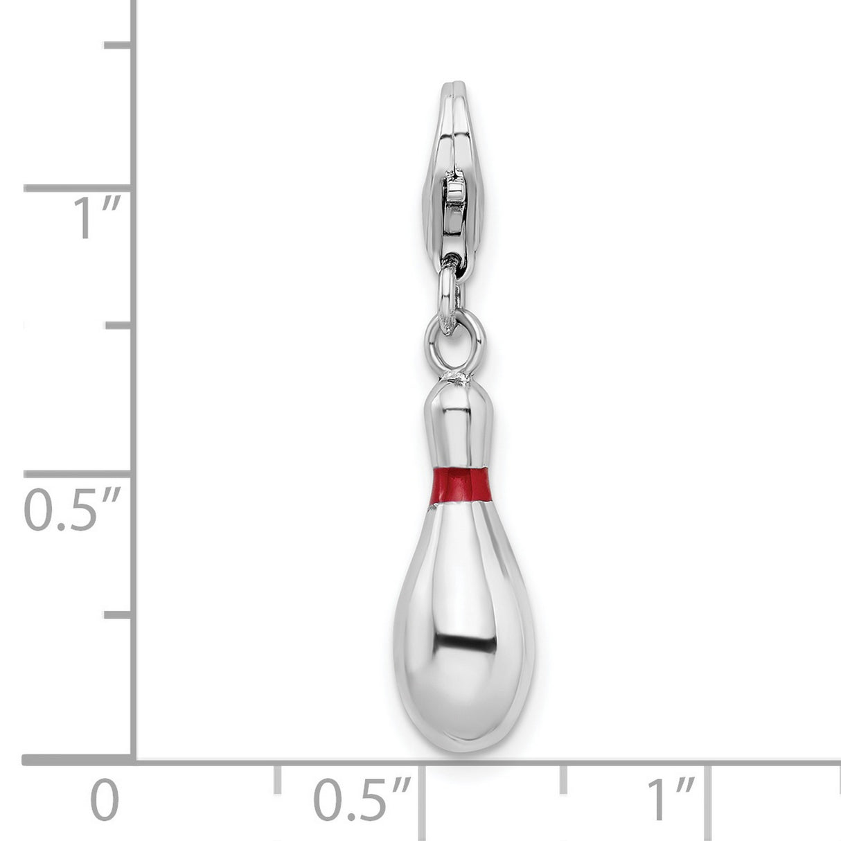 Bowling Pin Clip-On Charm Pendant in Real 925 Sterling Silver