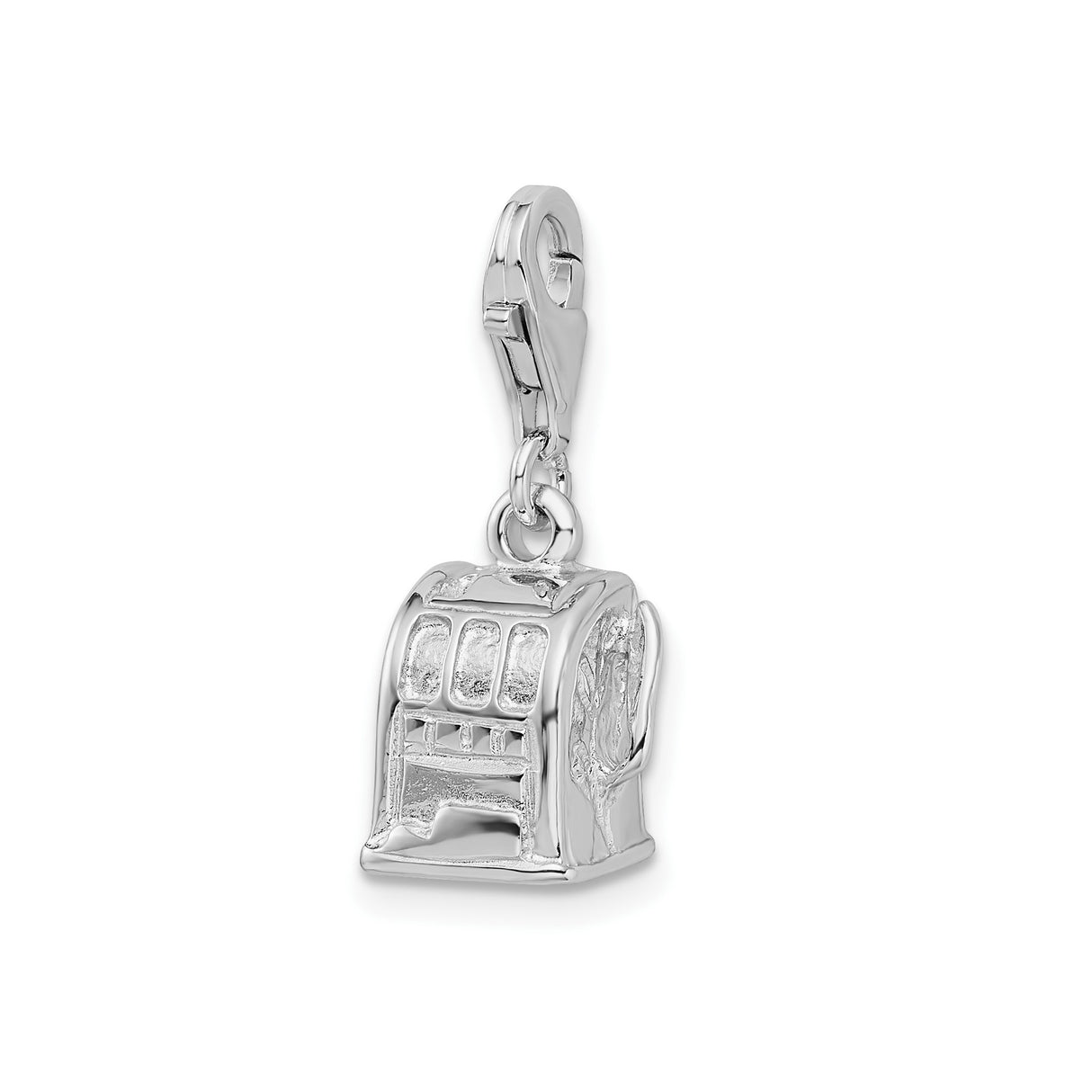 Sterling Silver Slot Machine Pendant, 3D Casino Gambling Charm, Vegas Souvenir Jewelry