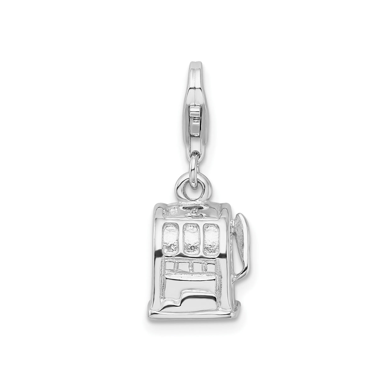 Sterling Silver Slot Machine Pendant, 3D Casino Gambling Charm, Vegas Souvenir Jewelry