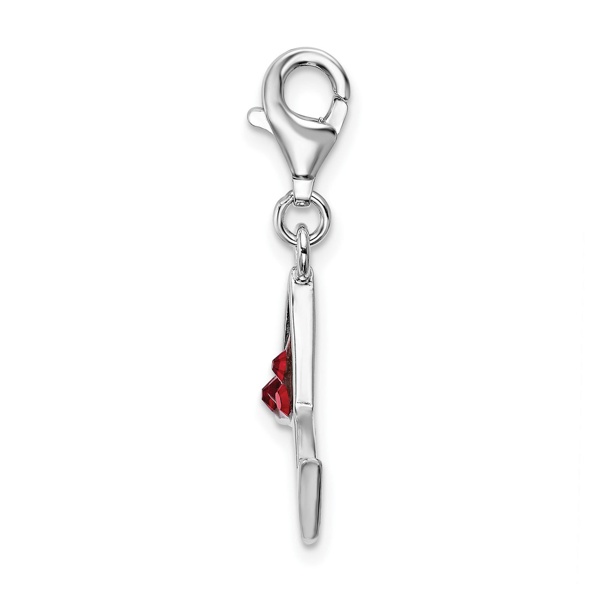 Sterling Silver Martini Glass Charm with Red Crystal, Lobster Clasp Party Theme Jewelry Piece