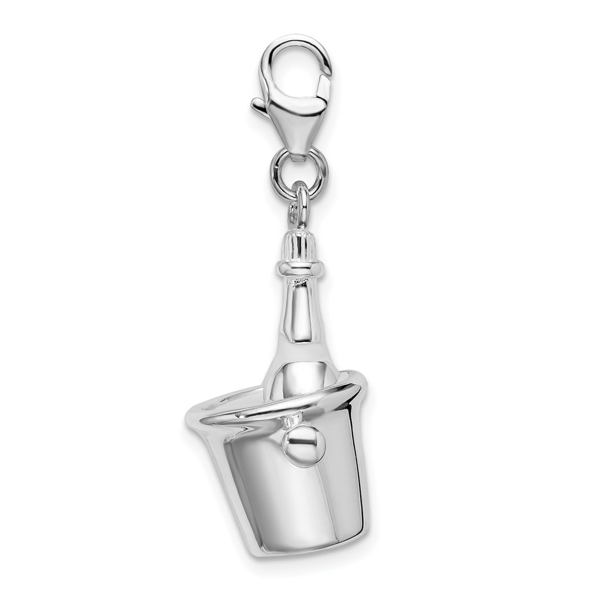Sterling Silver Champagne Bottle Ice Bucket Pendant Charm, Celebration Jewelry Piece