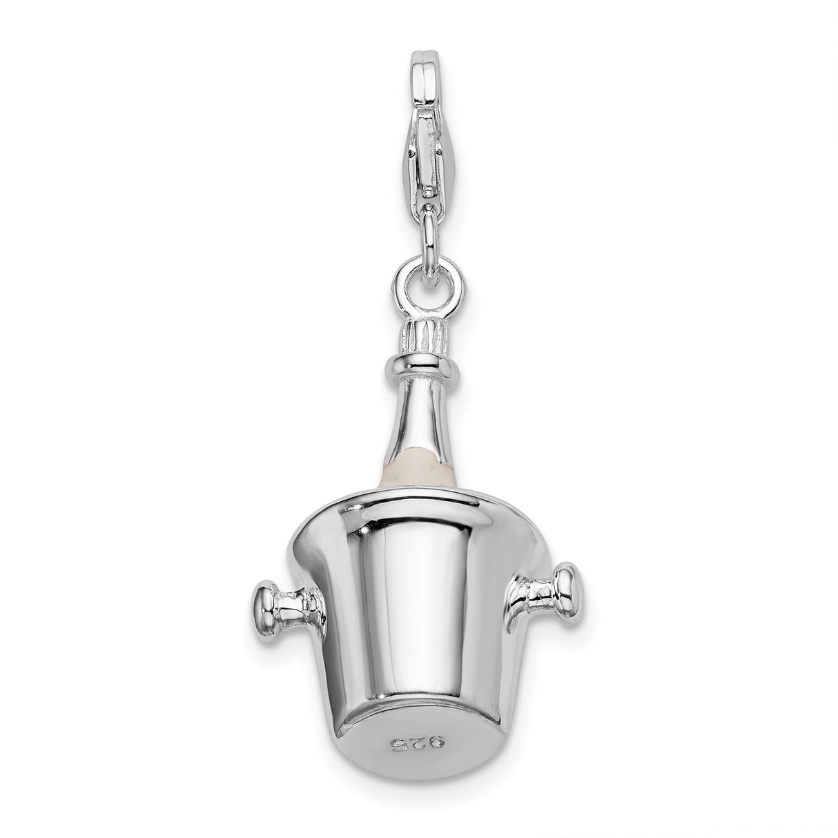 Sterling Silver Champagne Bottle Ice Bucket Pendant Charm, Celebration Jewelry Piece