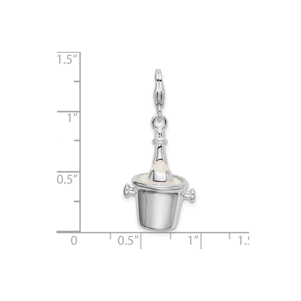 Sterling Silver Champagne Bottle Ice Bucket Pendant Charm, Celebration Jewelry Piece